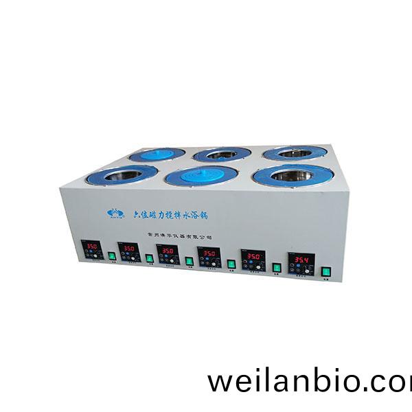 HSJ-6六(liu)位(wei)磁(ci)力攪拌數顯(xian)恆溫(wen)水(shui)浴(yu)鍋(guo)